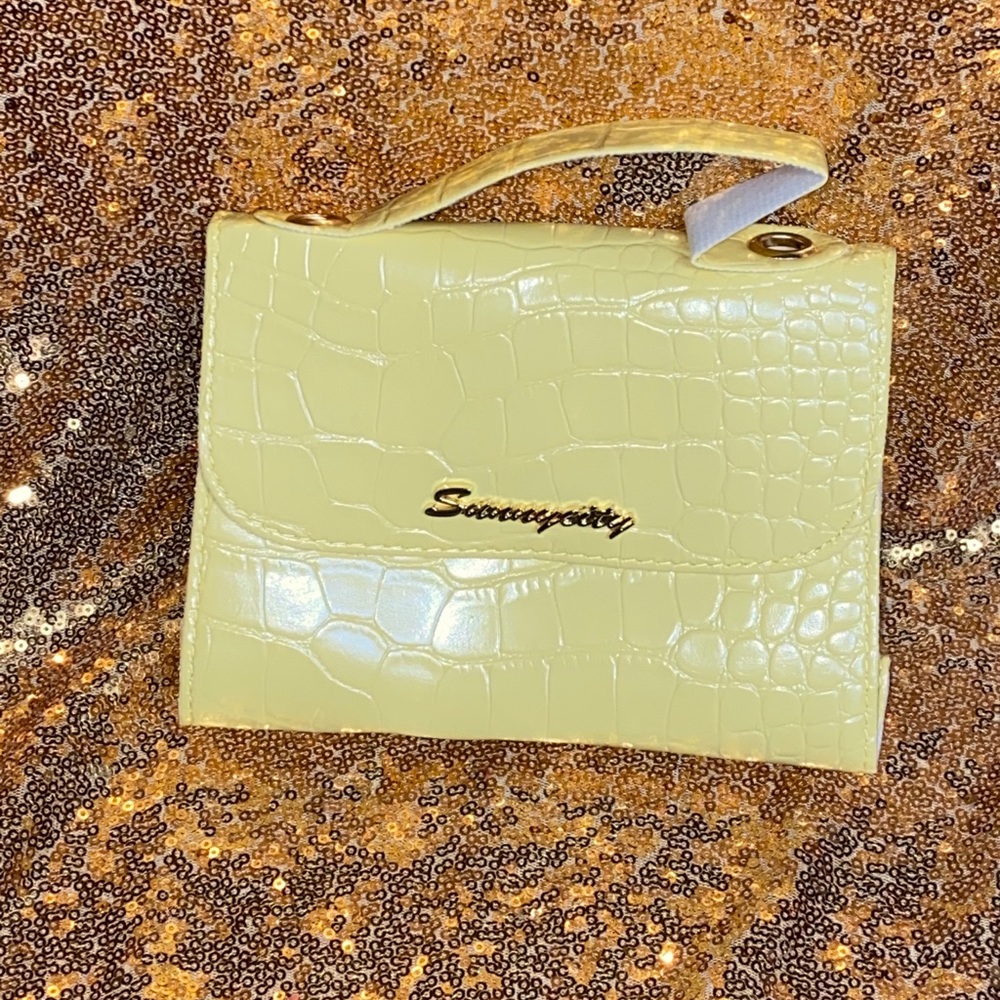 Yellow Alligator Printed crossbody bag with handle